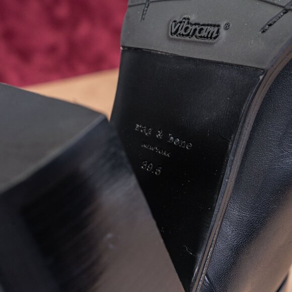 rag&bone Women Newbury Western Black Leather Vibram Heel Boots size 9US EUR39.5 - Picture 7 of 8